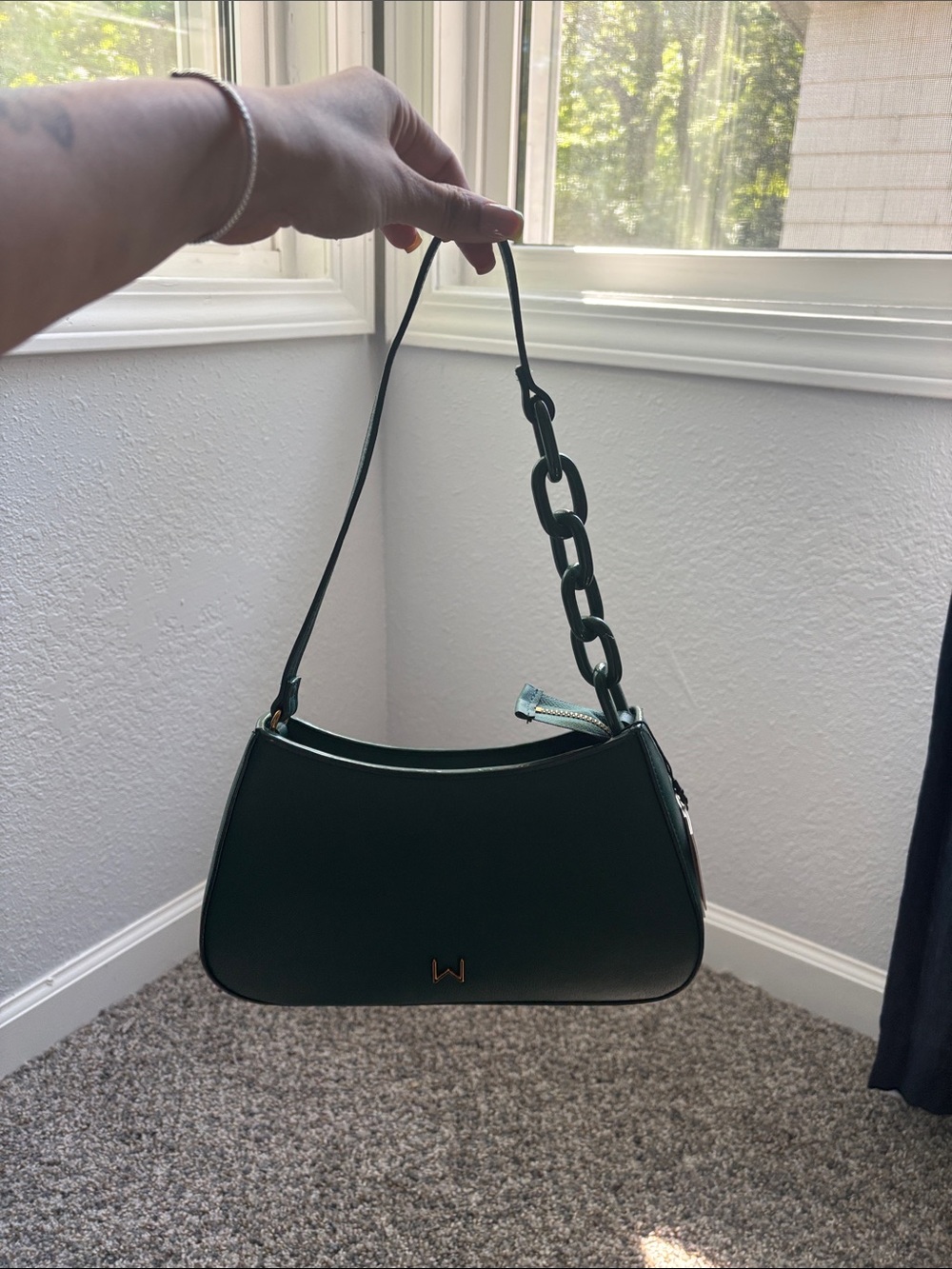 House of want newbie baguette dark green shoulder bag purse